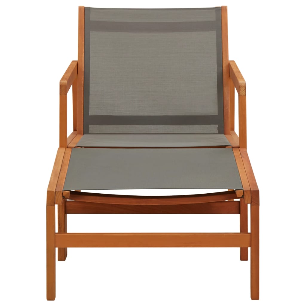 vidaXL Patio Chair Lounge Chair with Footrest Solid Wood Eucalyptus&Textilene-1