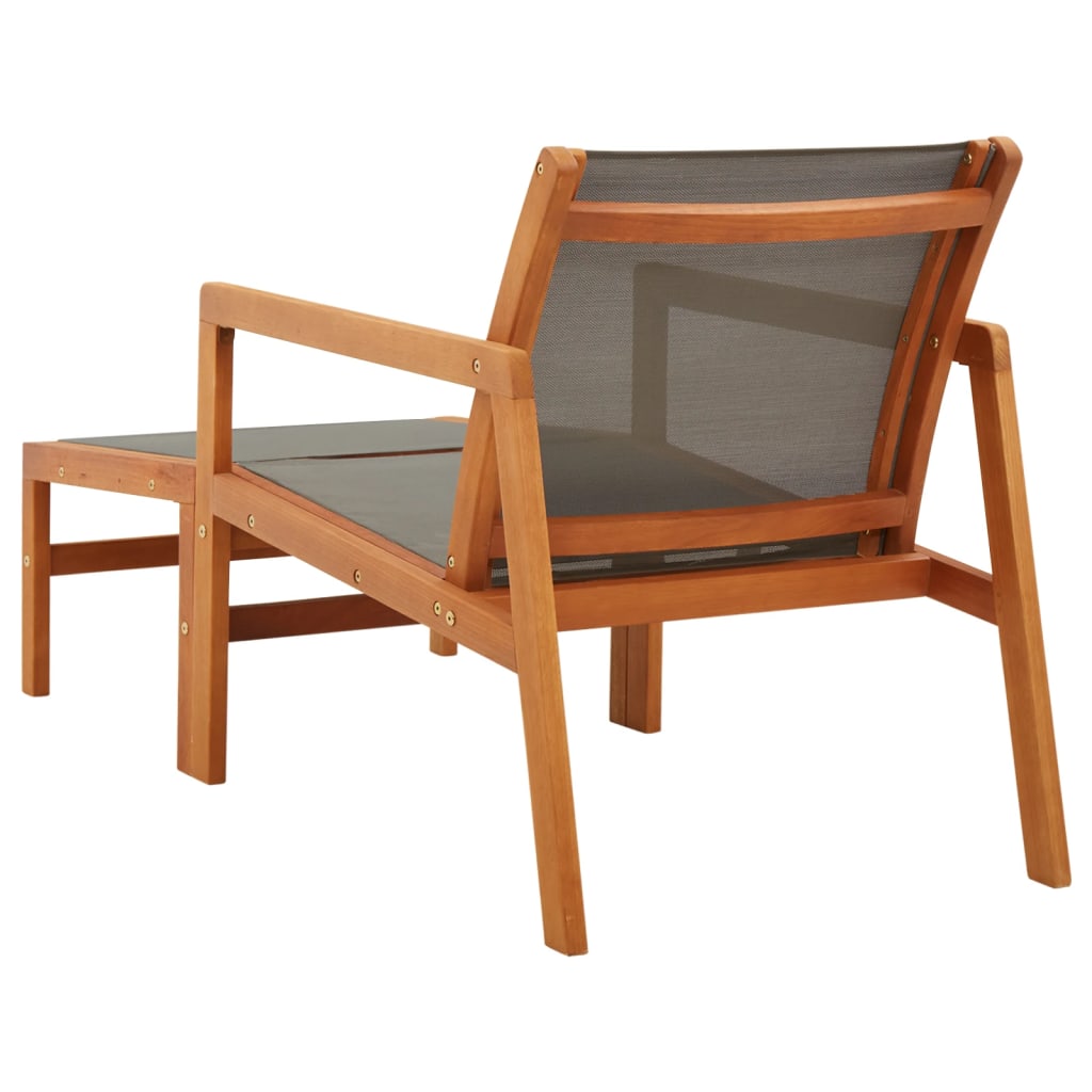 vidaXL Patio Chair Lounge Chair with Footrest Solid Wood Eucalyptus&Textilene-2