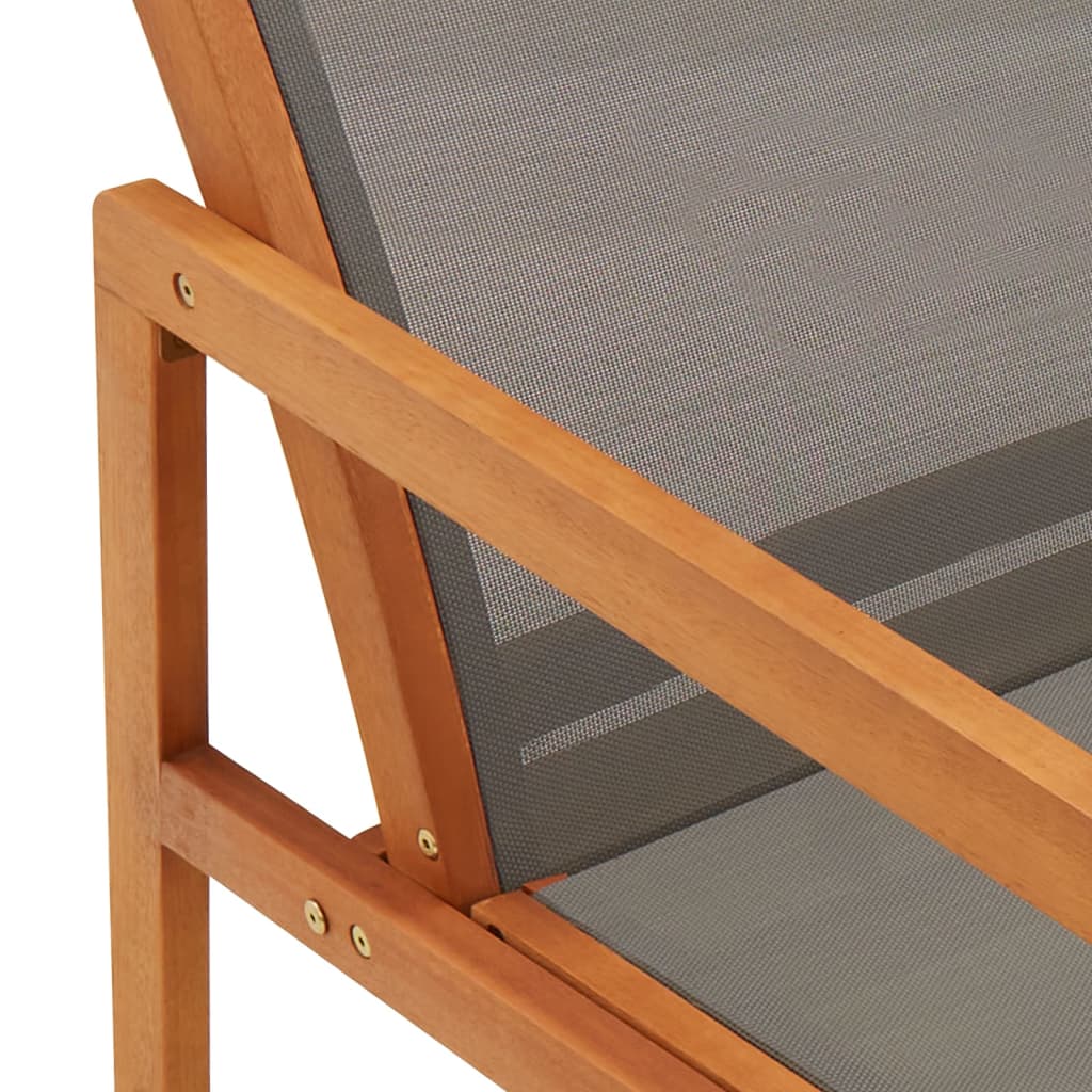 vidaXL Patio Chair Lounge Chair with Footrest Solid Wood Eucalyptus&Textilene-11