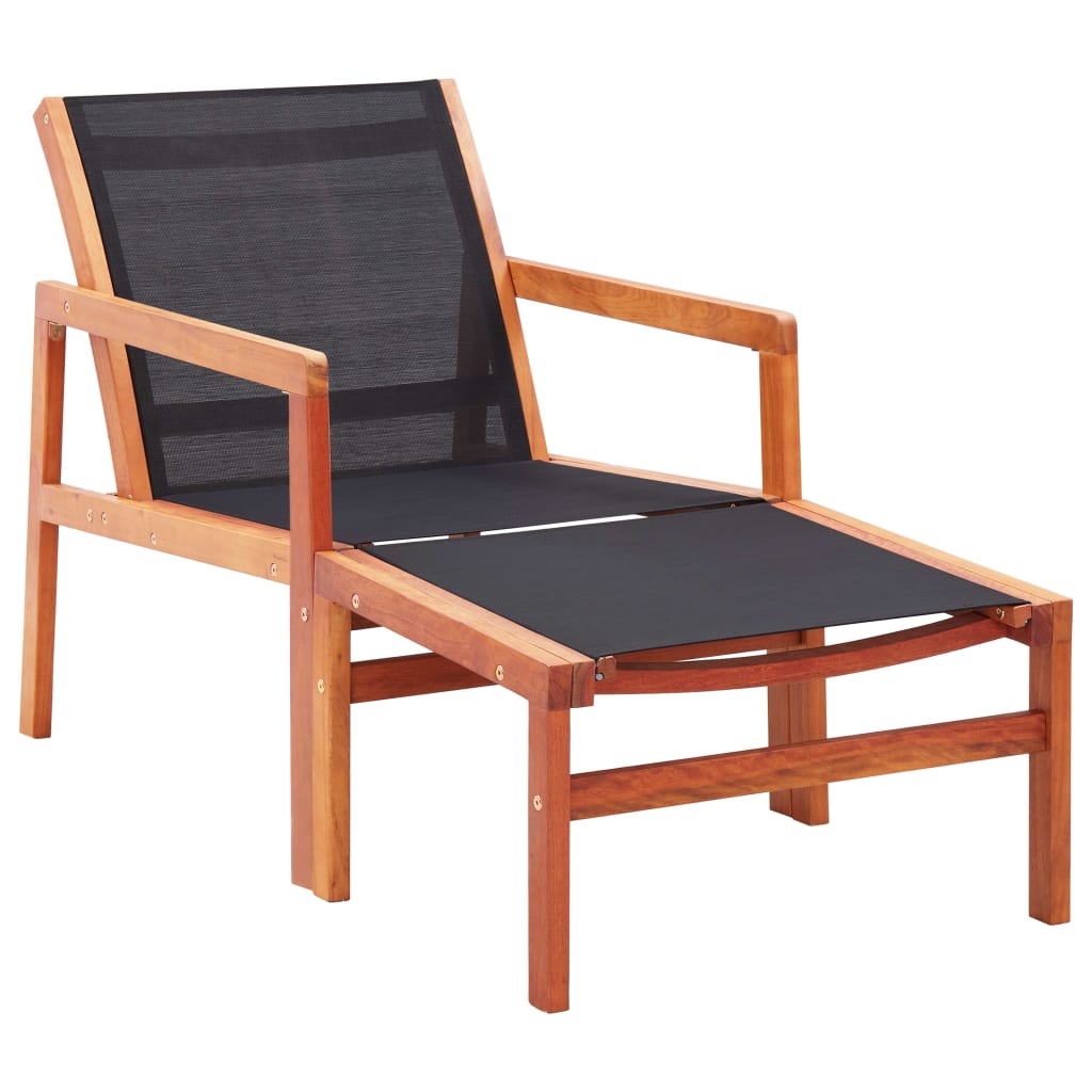 vidaXL Patio Chair Lounge Chair with Footrest Solid Wood Eucalyptus&Textilene-3
