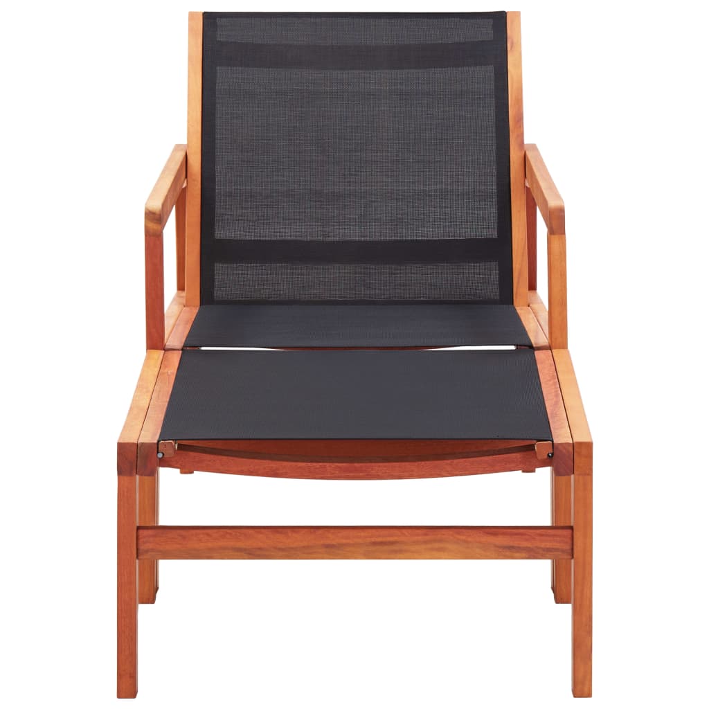 vidaXL Patio Chair Lounge Chair with Footrest Solid Wood Eucalyptus&Textilene-4
