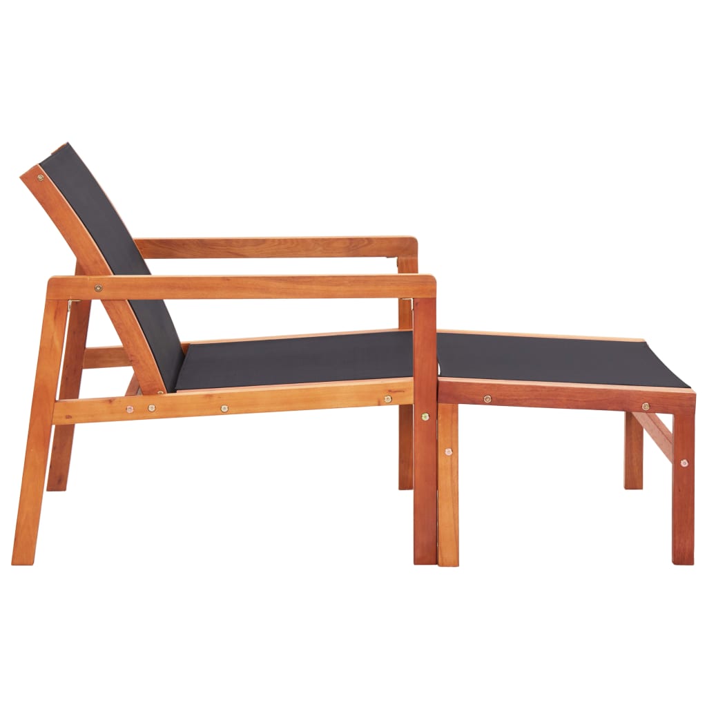 vidaXL Patio Chair Lounge Chair with Footrest Solid Wood Eucalyptus&Textilene-5