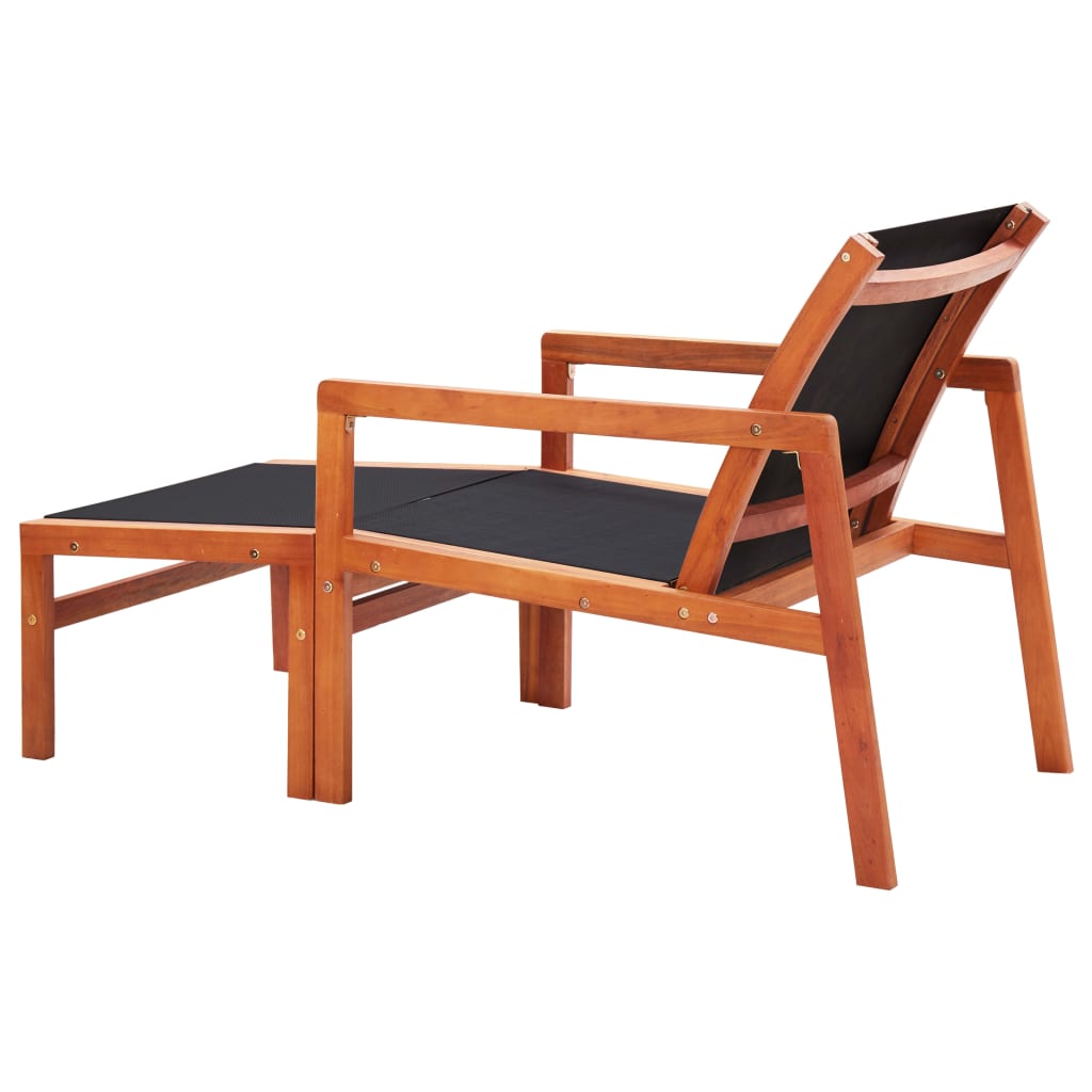 vidaXL Patio Chair Lounge Chair with Footrest Solid Wood Eucalyptus&Textilene-9