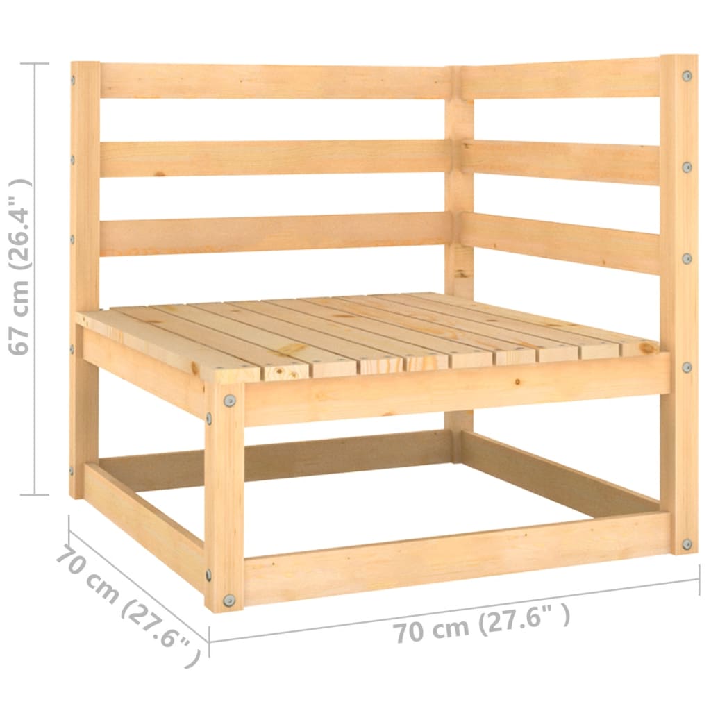 vidaXL Patio Corner Sofa with Gray Cushions Solid Wood Pine-8