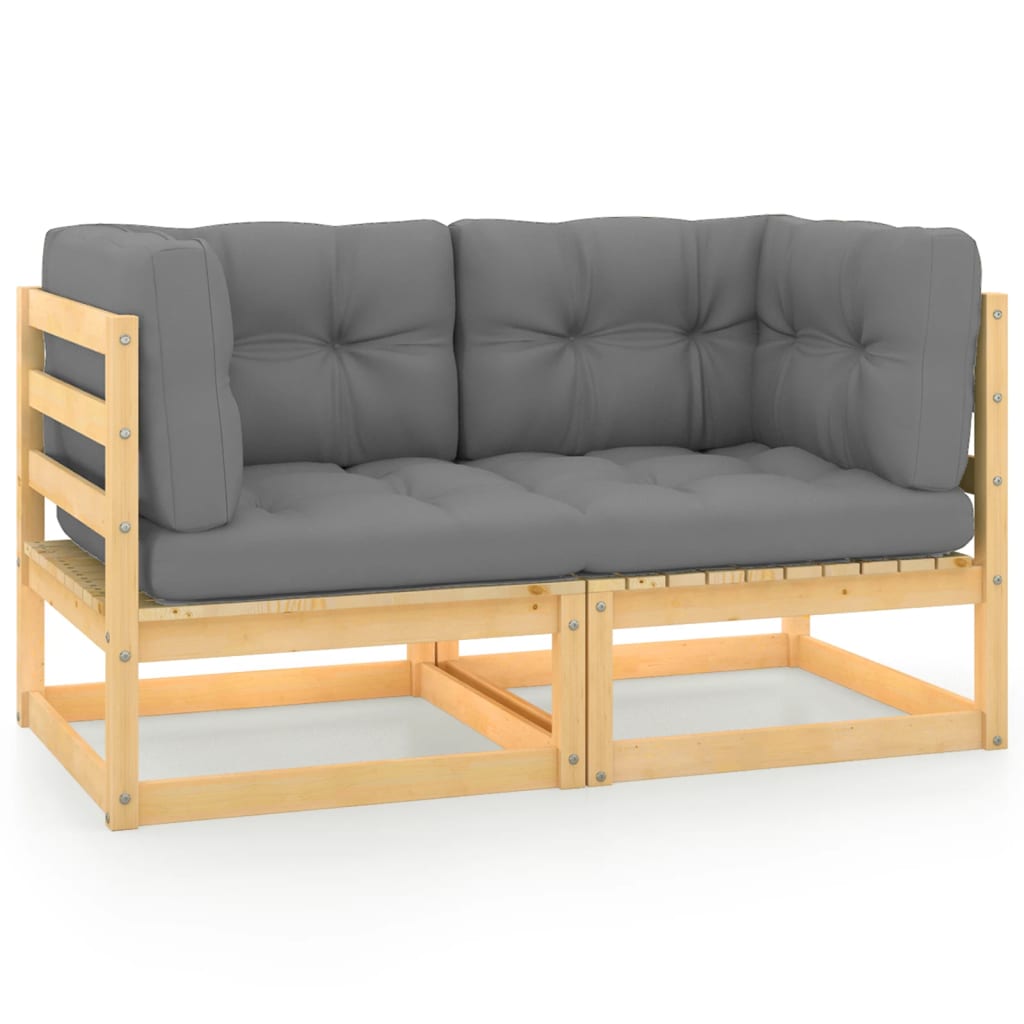 vidaXL Patio 2-Seater Sofa with Cushions Solid Wood Pine-1