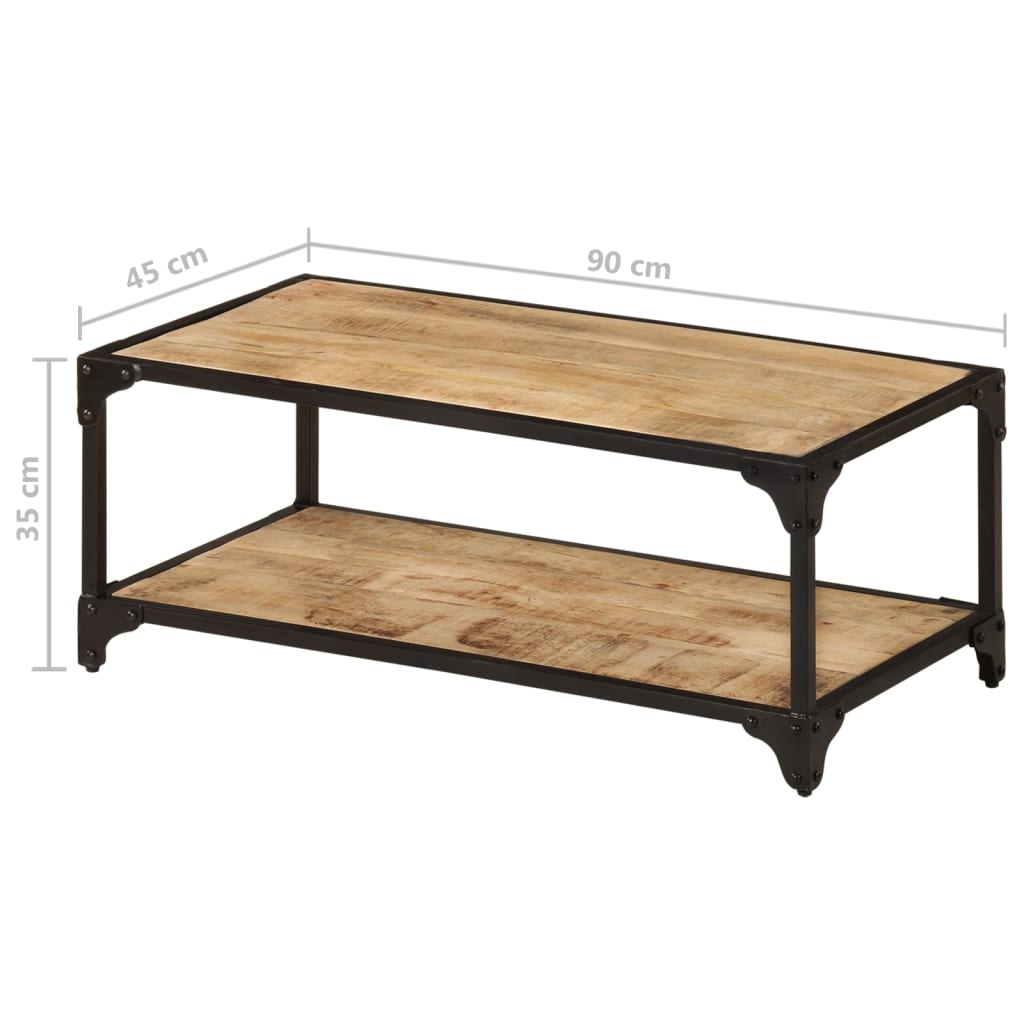 vidaXL Coffee Table 35.4"x17.7"x13.8" Solid Rough Mango Wood-7