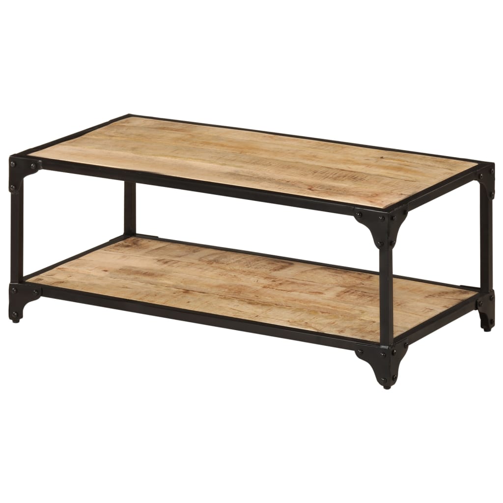 vidaXL Coffee Table 35.4"x17.7"x13.8" Solid Rough Mango Wood-6