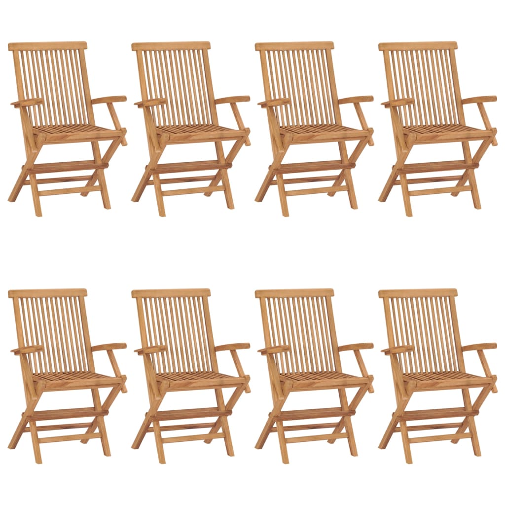 vidaXL Patio Chairs Outdoor Bistro Folding Chair with Armrest Solid Wood Teak-23