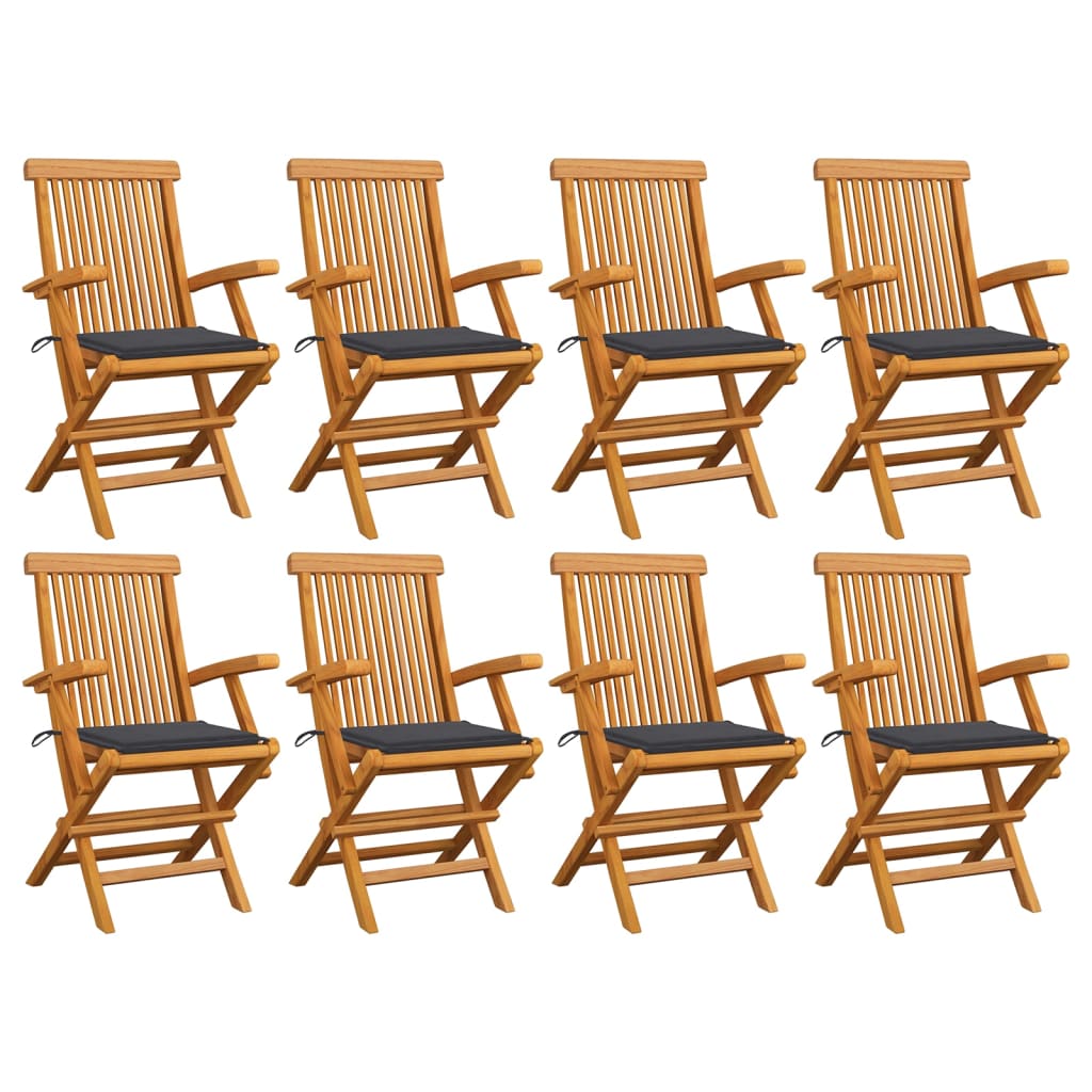 vidaXL Patio Chairs Outdoor Bistro Folding Chair with Cushions Solid Wood Teak-14