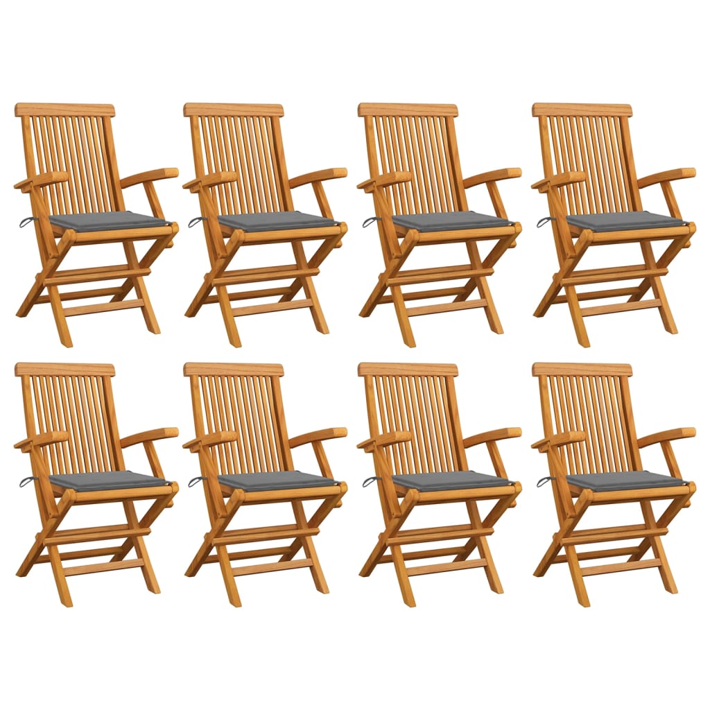 vidaXL Patio Chairs Outdoor Bistro Folding Chair with Cushions Solid Wood Teak-23