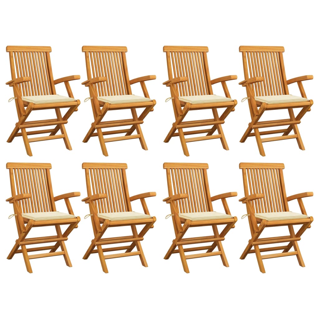 vidaXL Patio Chairs Outdoor Bistro Folding Chair with Cushions Solid Wood Teak-8