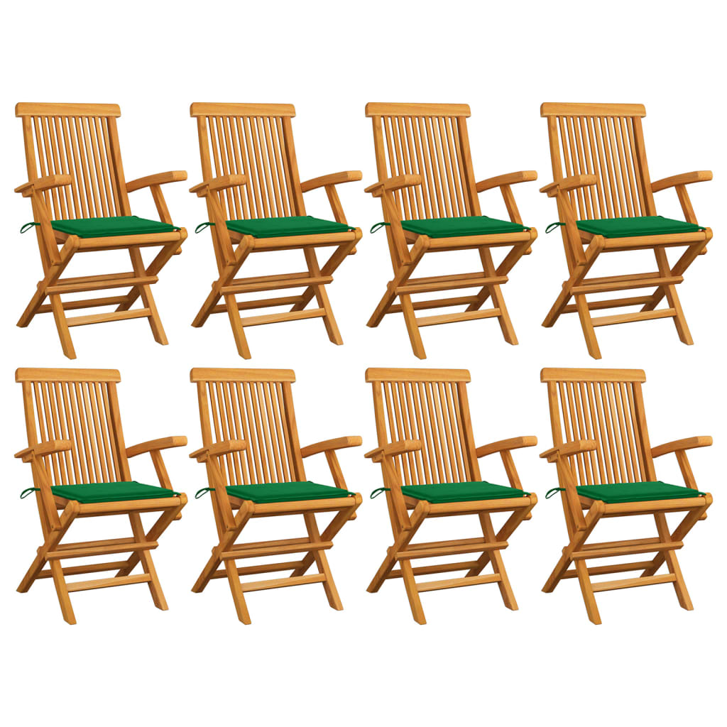 vidaXL Patio Chairs Outdoor Bistro Folding Chair with Cushions Solid Wood Teak-2