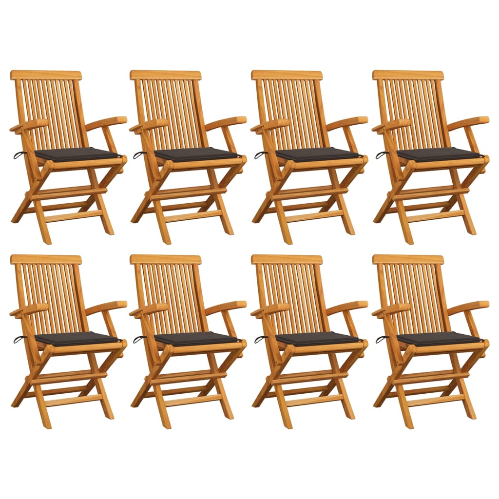 vidaXL Patio Chairs Outdoor Bistro Folding Chair with Cushions Solid Wood Teak-9