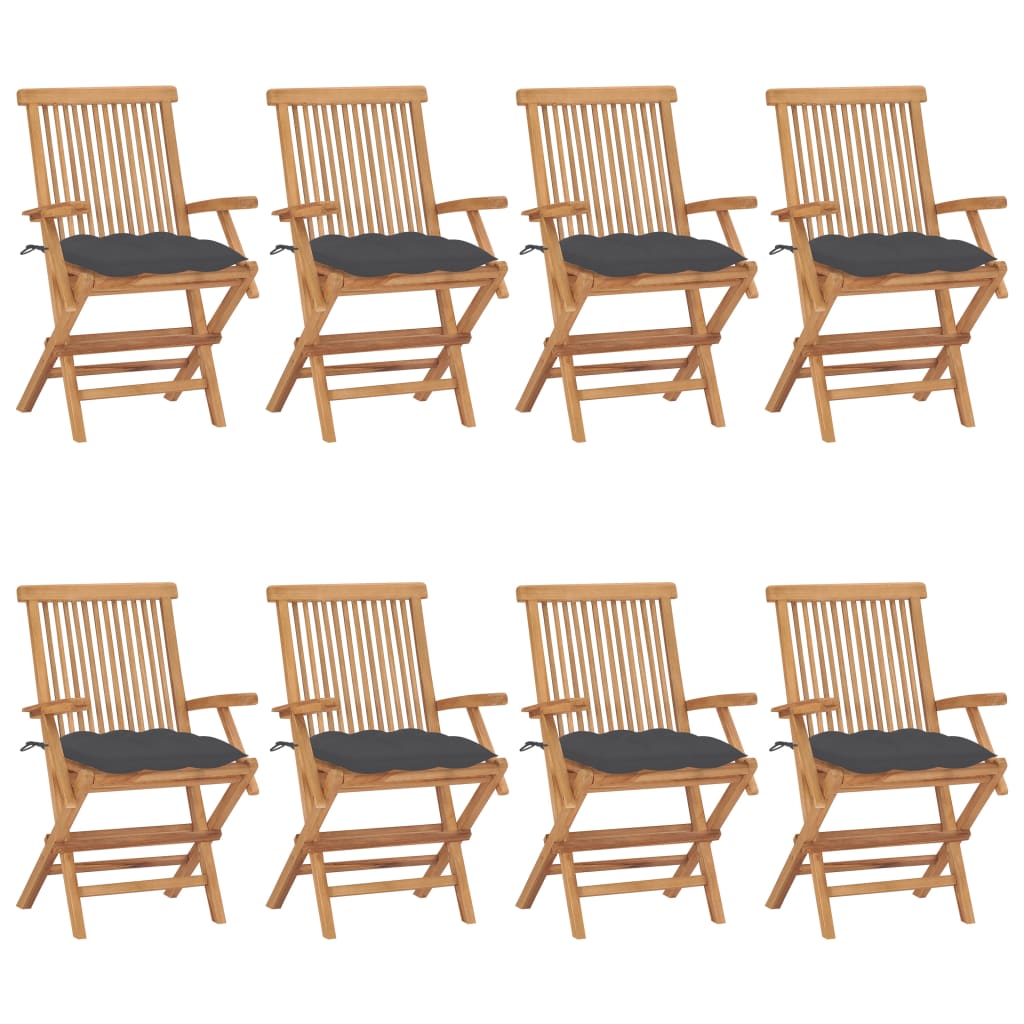 vidaXL Patio Chairs Outdoor Bistro Folding Chair with Cushions Solid Wood Teak-106