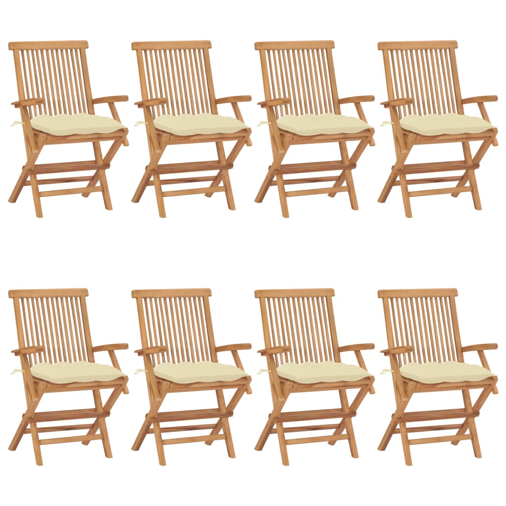 vidaXL Patio Chairs Outdoor Bistro Folding Chair with Cushions Solid Wood Teak-49