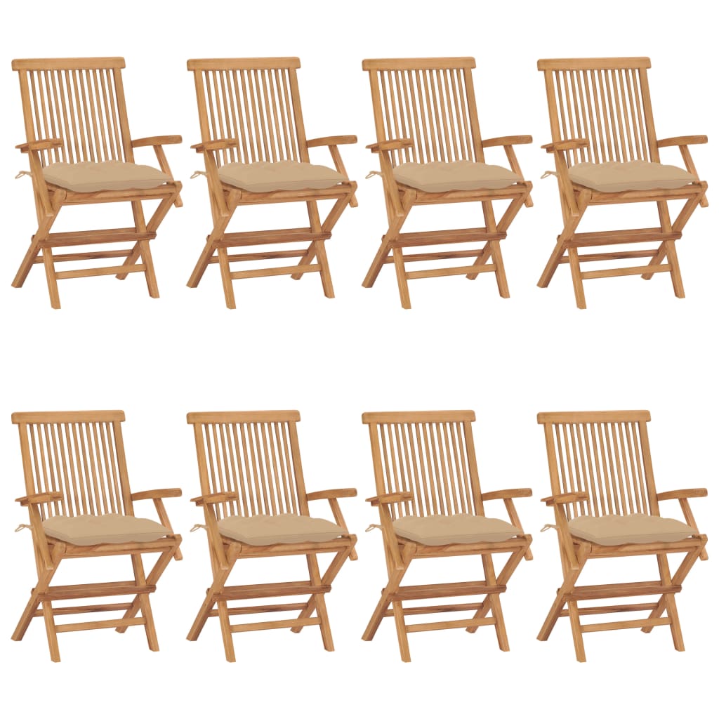 vidaXL Patio Chairs Outdoor Bistro Folding Chair with Cushions Solid Wood Teak-63