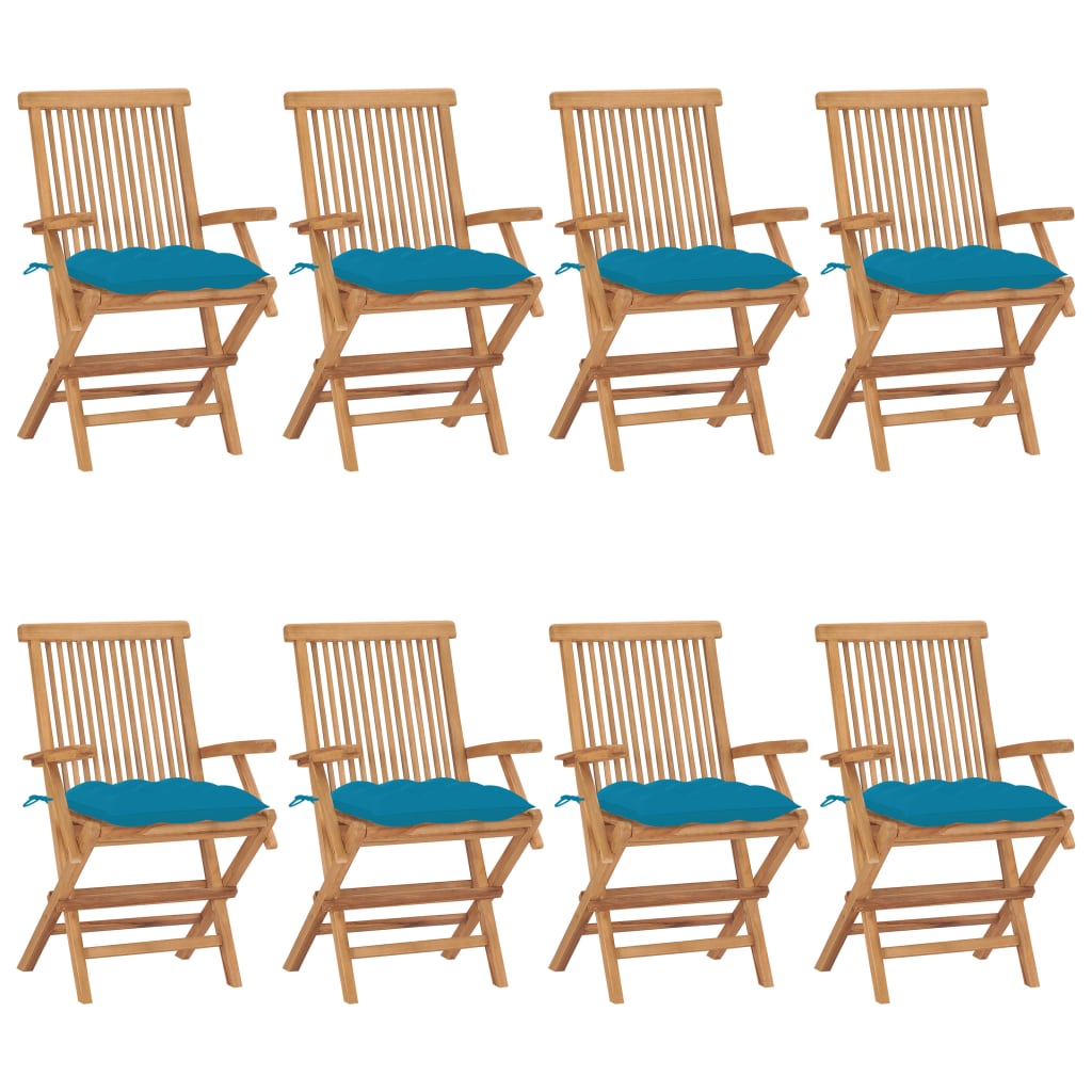 vidaXL Patio Chairs Outdoor Bistro Folding Chair with Cushions Solid Wood Teak-87