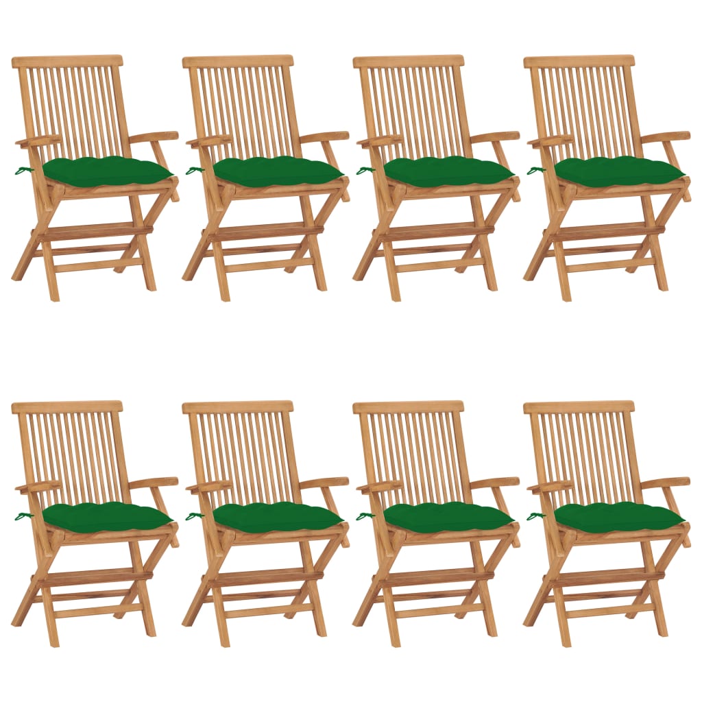 vidaXL Patio Chairs Outdoor Bistro Folding Chair with Cushions Solid Wood Teak-85