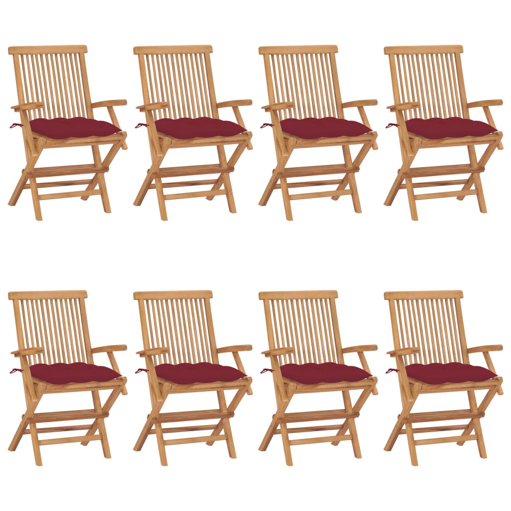 vidaXL Patio Chairs Outdoor Bistro Folding Chair with Cushions Solid Wood Teak-111