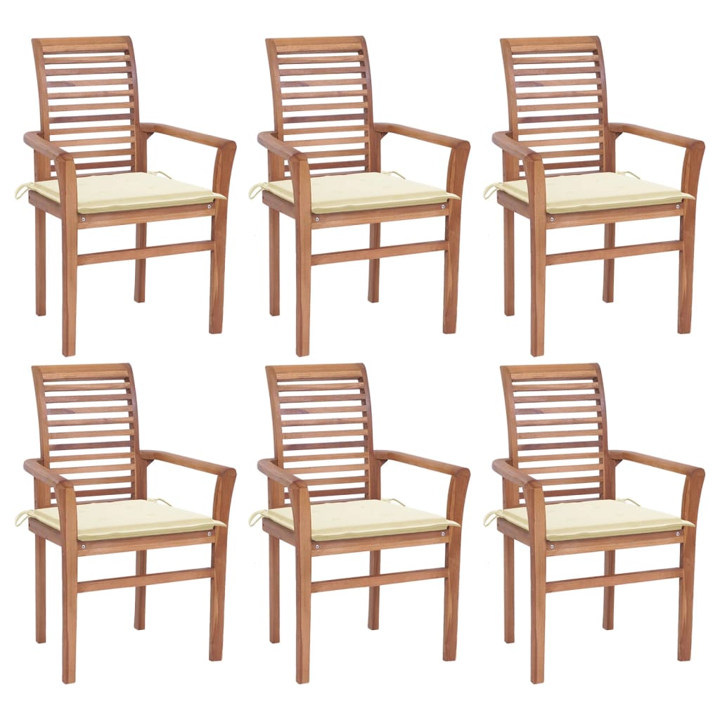 vidaXL Patio Dining Chairs Outdoor Folding Chair with Cushions Solid Wood Teak-20