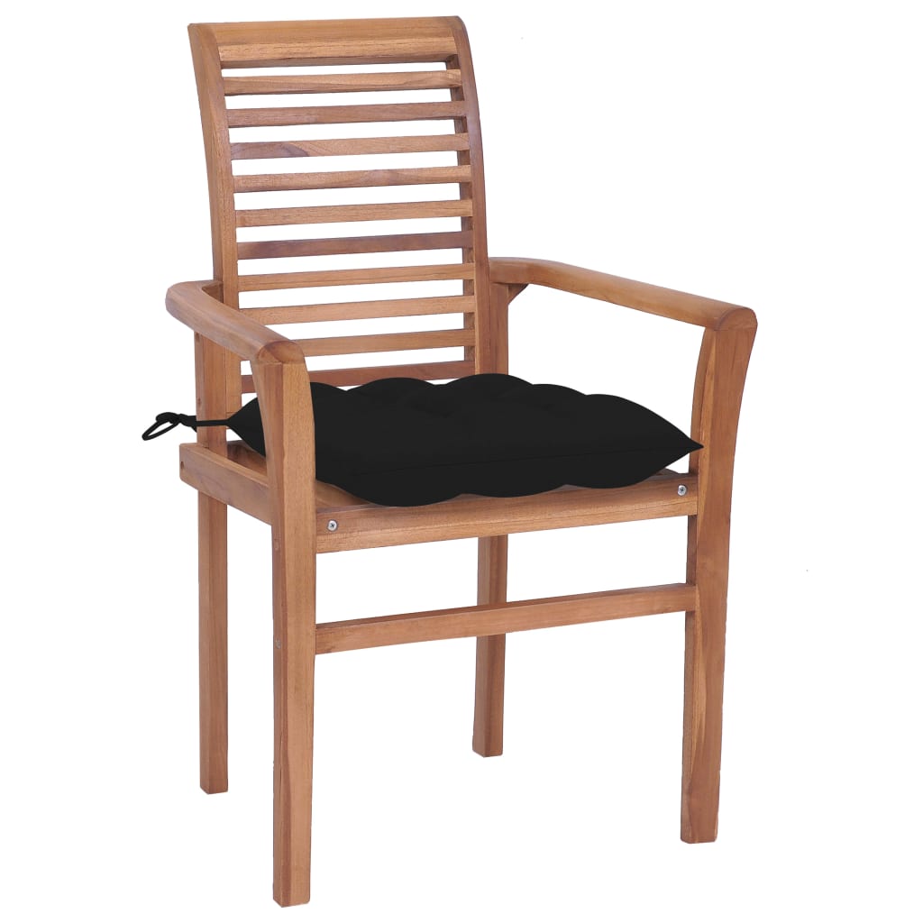 vidaXL Patio Dining Chairs Wooden Accent Chair with Cushions Solid Wood Teak-48