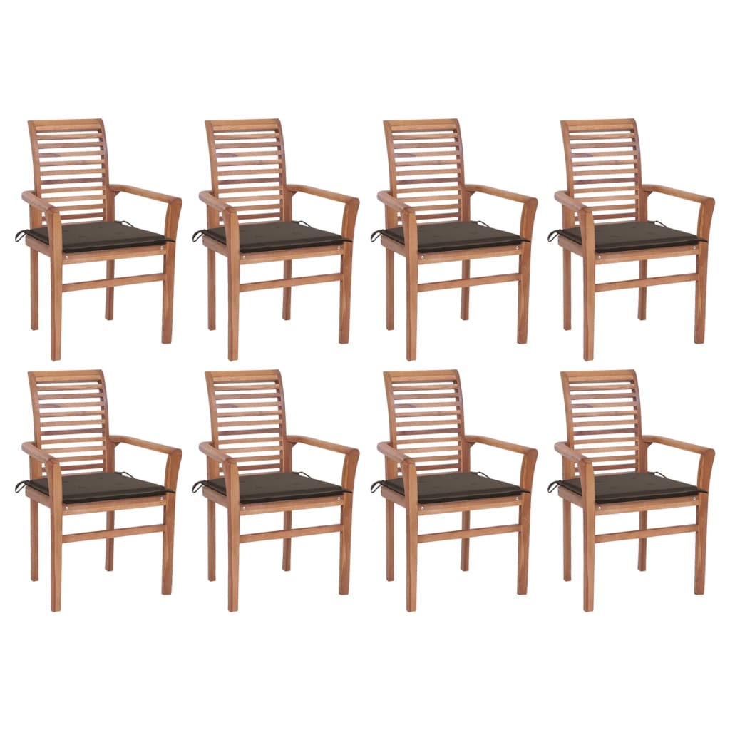 vidaXL Patio Dining Chairs Outdoor Folding Chair with Cushions Solid Wood Teak-19