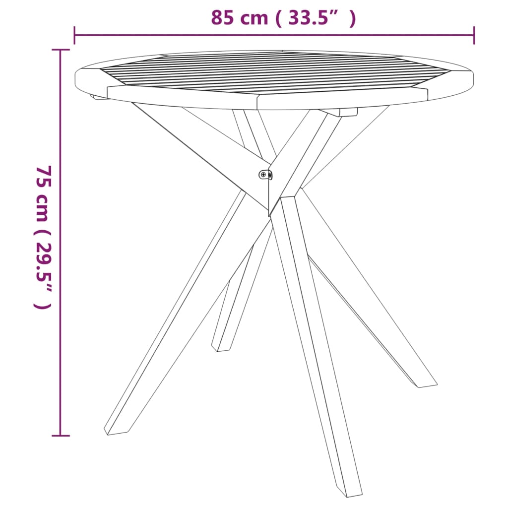 vidaXL Patio Table 33.5"x33.5"x29.5" Solid Wood Acacia-1