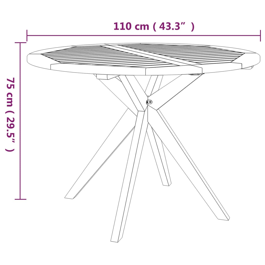 vidaXL Patio Table 43.3"x43.3"x29.5" Solid Wood Acacia-3