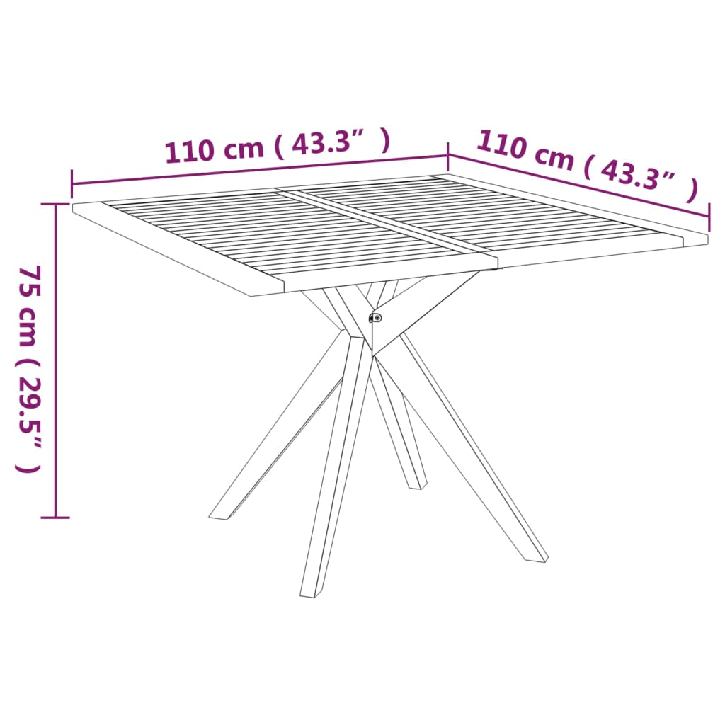vidaXL Patio Table 43.3"x43.3"x29.5" Solid Wood Acacia-1