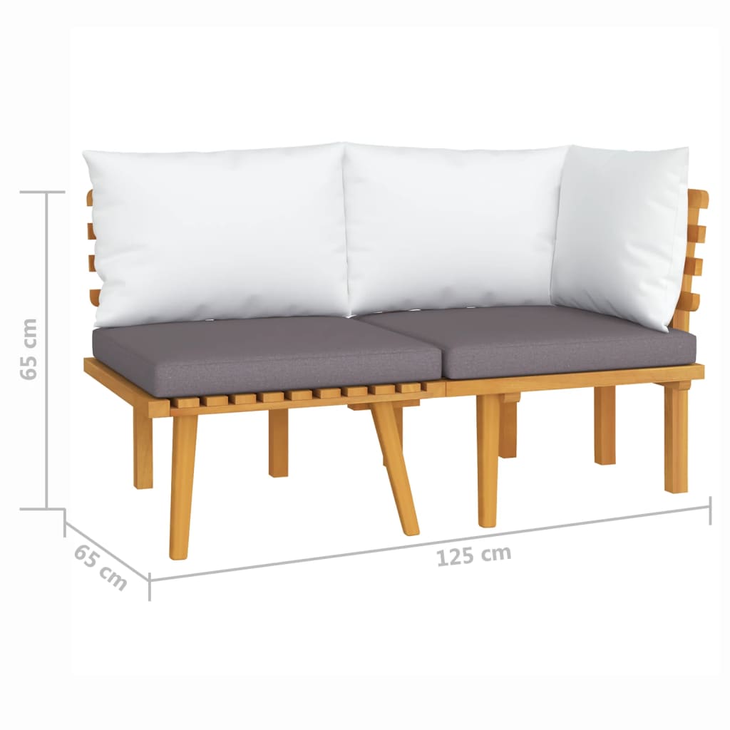 vidaXL 2 Piece Patio Lounge Set with Cushions Solid Acacia Wood-5