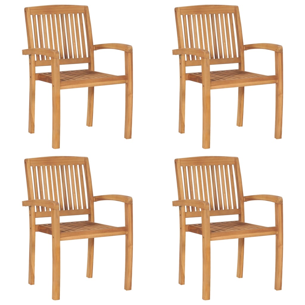 vidaXL 2/4/6/8x Solid Wood Teak Patio Chairs with Cushions Seat Multi Colors-10