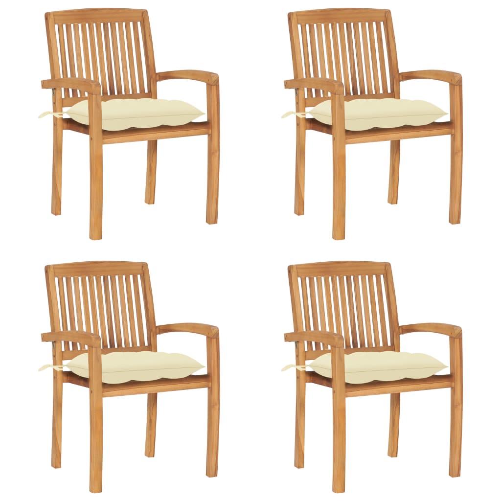 vidaXL 2/4/6/8x Solid Wood Teak Patio Chairs with Cushions Seat Multi Colors-20