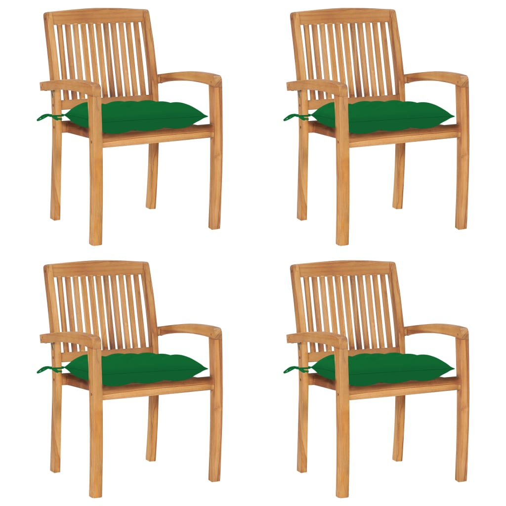 vidaXL 2/4/6/8x Solid Wood Teak Patio Chairs with Cushions Seat Multi Colors-40