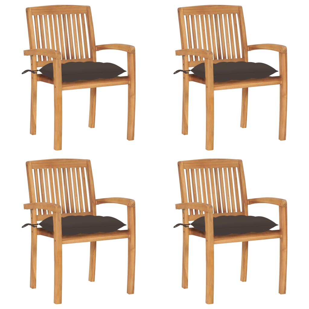 vidaXL 2/4/6/8x Solid Wood Teak Patio Chairs with Cushions Seat Multi Colors-49