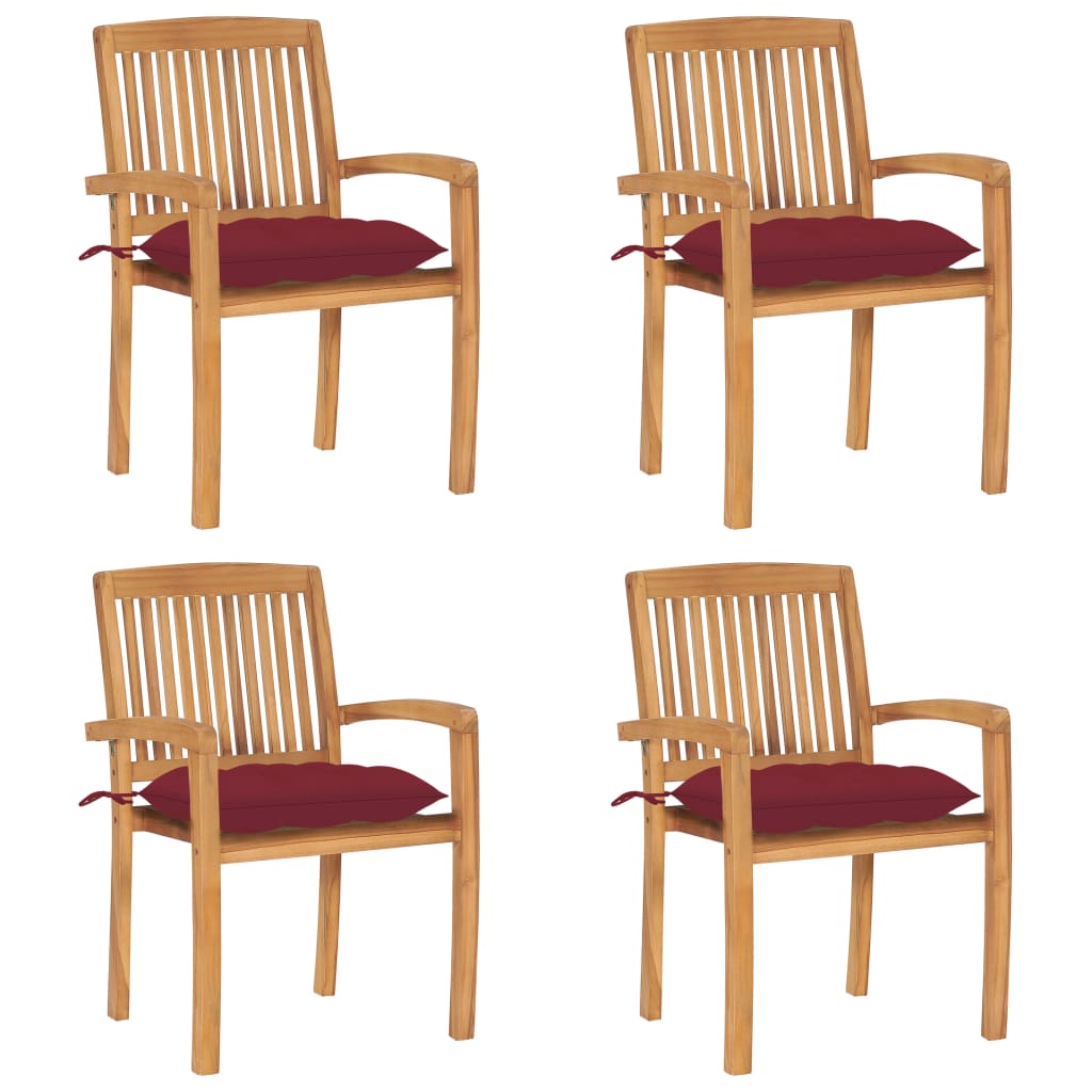 vidaXL 2/4/6/8x Solid Wood Teak Patio Chairs with Cushions Seat Multi Colors-68