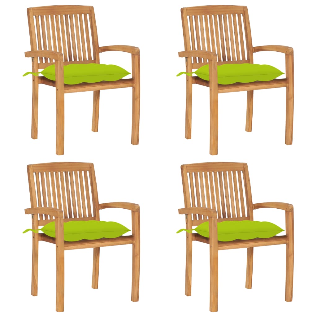 vidaXL 2/4/6/8x Solid Wood Teak Patio Chairs with Cushions Seat Multi Colors-4