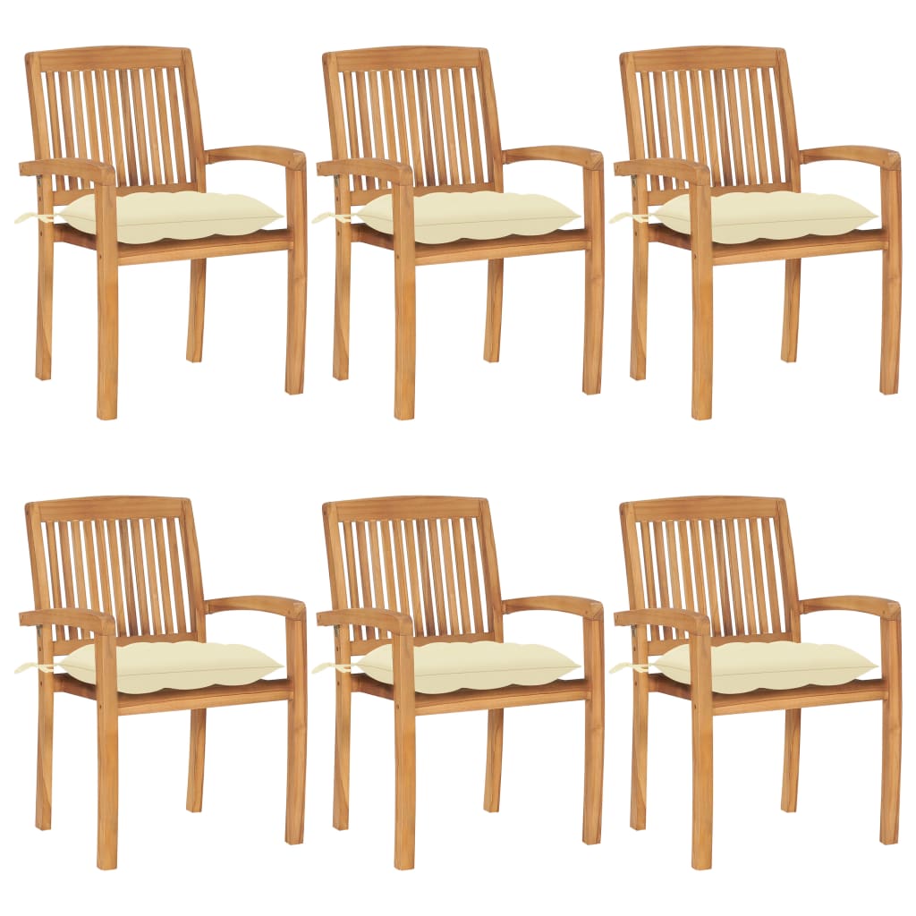 vidaXL 2/4/6/8x Solid Wood Teak Patio Chairs with Cushions Seat Multi Colors-8
