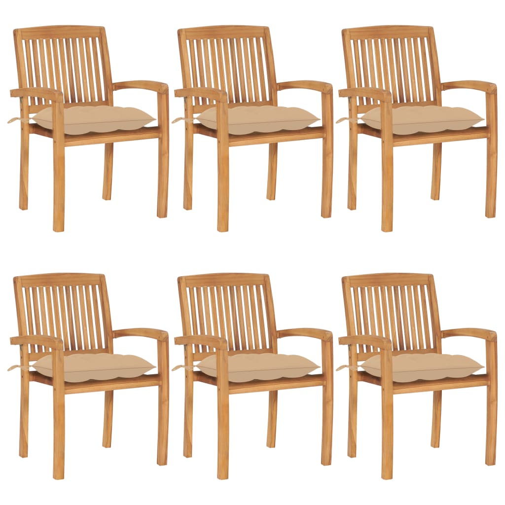 vidaXL 2/4/6/8x Solid Wood Teak Patio Chairs with Cushions Seat Multi Colors-24