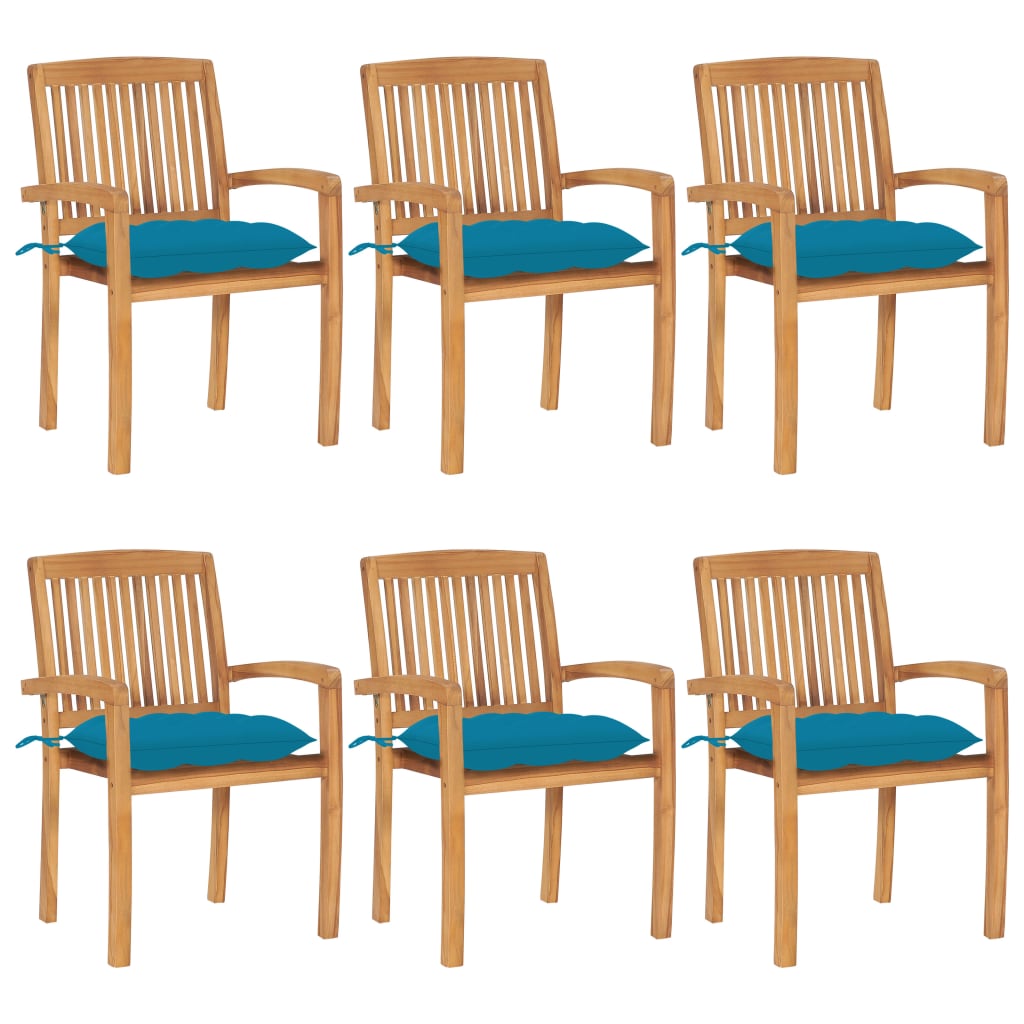 vidaXL 2/4/6/8x Solid Wood Teak Patio Chairs with Cushions Seat Multi Colors-44