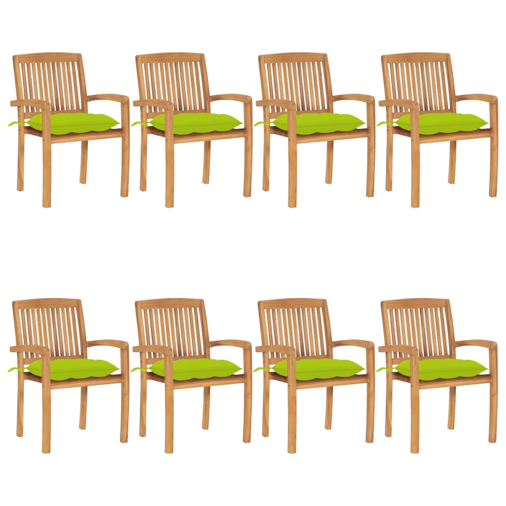vidaXL 2/4/6/8x Solid Wood Teak Patio Chairs with Cushions Seat Multi Colors-22