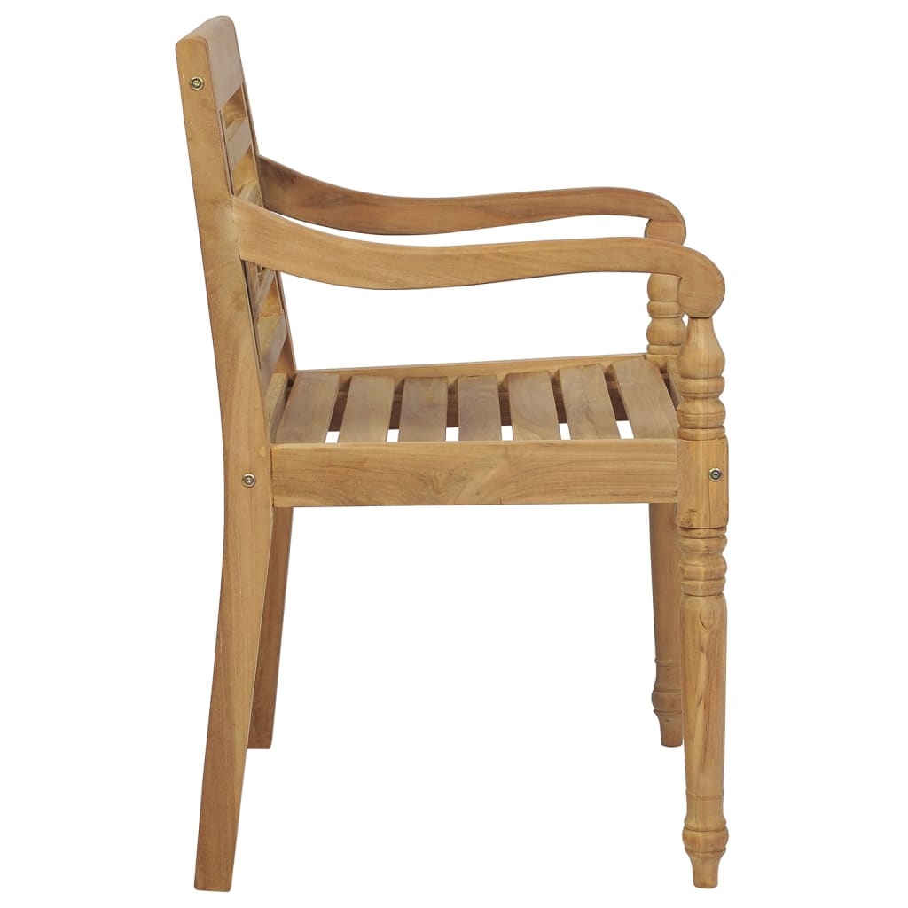 vidaXL Batavia Chairs Patio Garden Lounge Chair with Cushions Solid Wood Teak-5