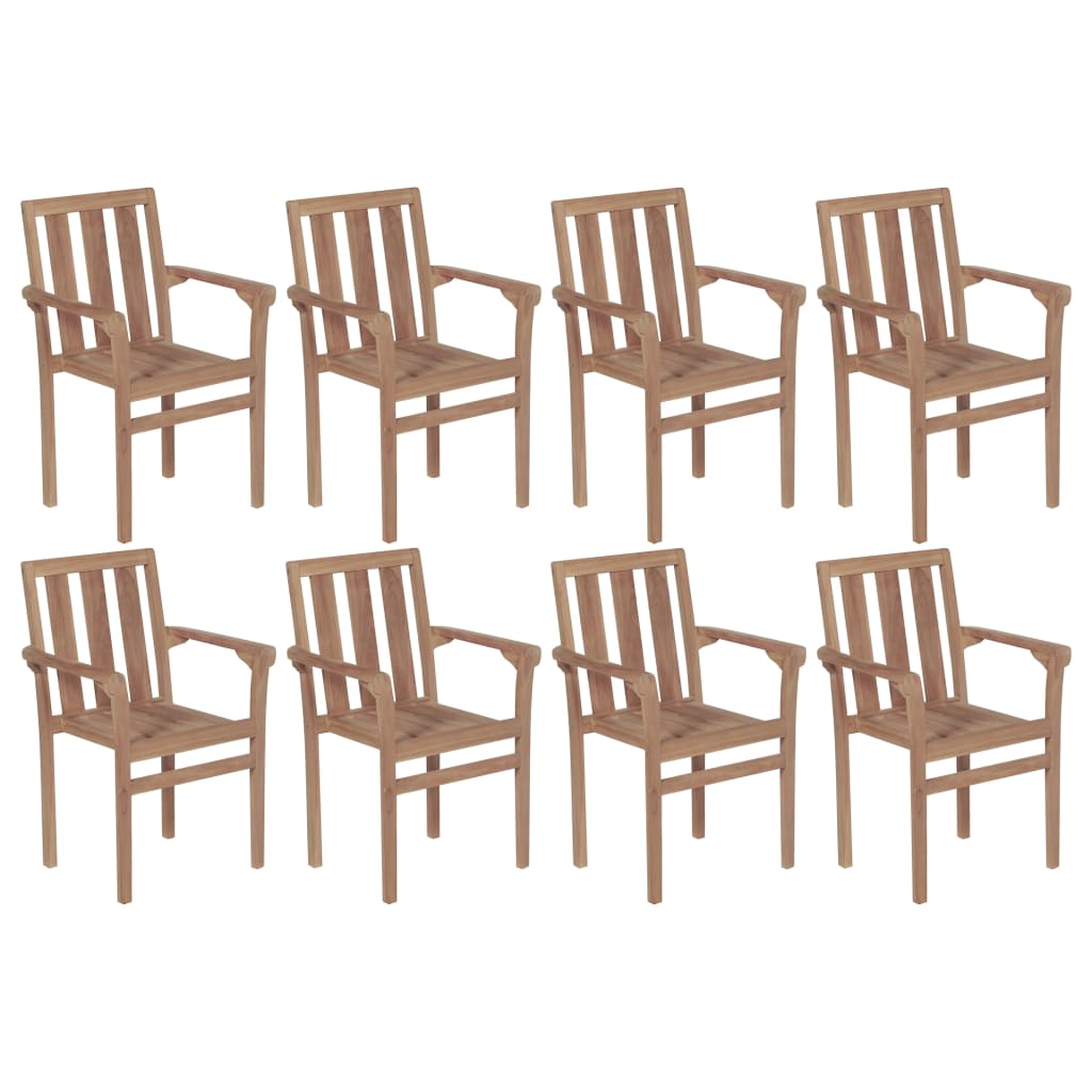 vidaXL 2/4/6/8x Solid Wood Teak Patio Chairs Garden Outdoor Furniture Seat-17