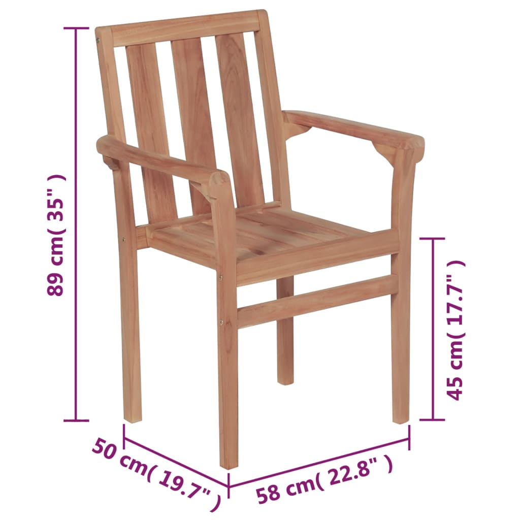vidaXL 2/4/6/8x Solid Wood Teak Patio Chairs Garden Outdoor Furniture Seat-8
