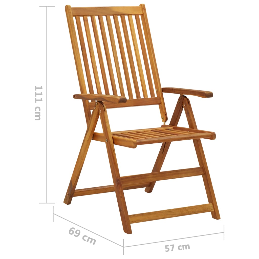 vidaXL Patio Folding Chairs Camping Garden Lawn Chair Solid Wood Acacia Brown-14