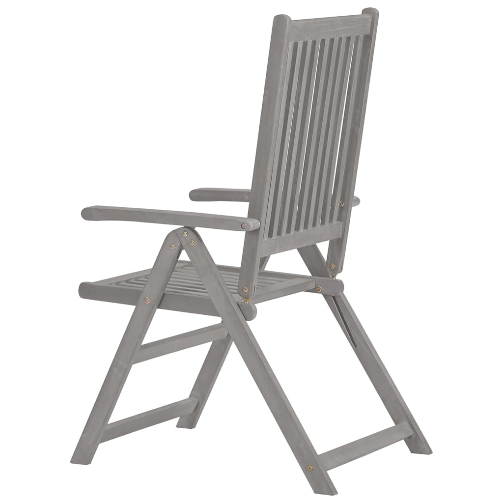 vidaXL Outdoor Recliner Chairs Patio Reclining Chair Gray Solid Wood Acacia-23