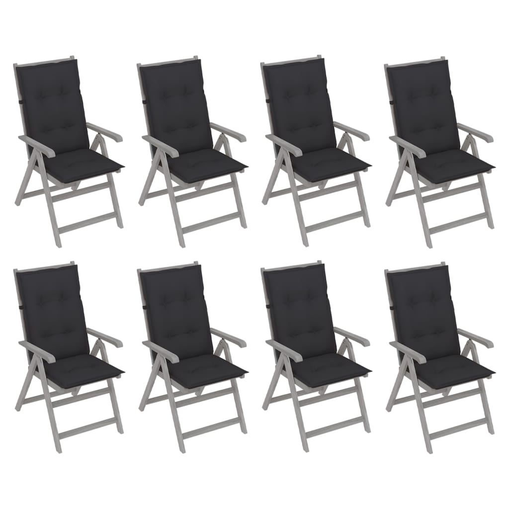 vidaXL Outdoor Recliner Chairs Patio Chair with Cushions Solid Wood Acacia-82