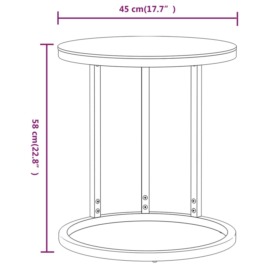 vidaXL Side Table Accent Round Coffee Table Furniture Marble Tempered Glass-10