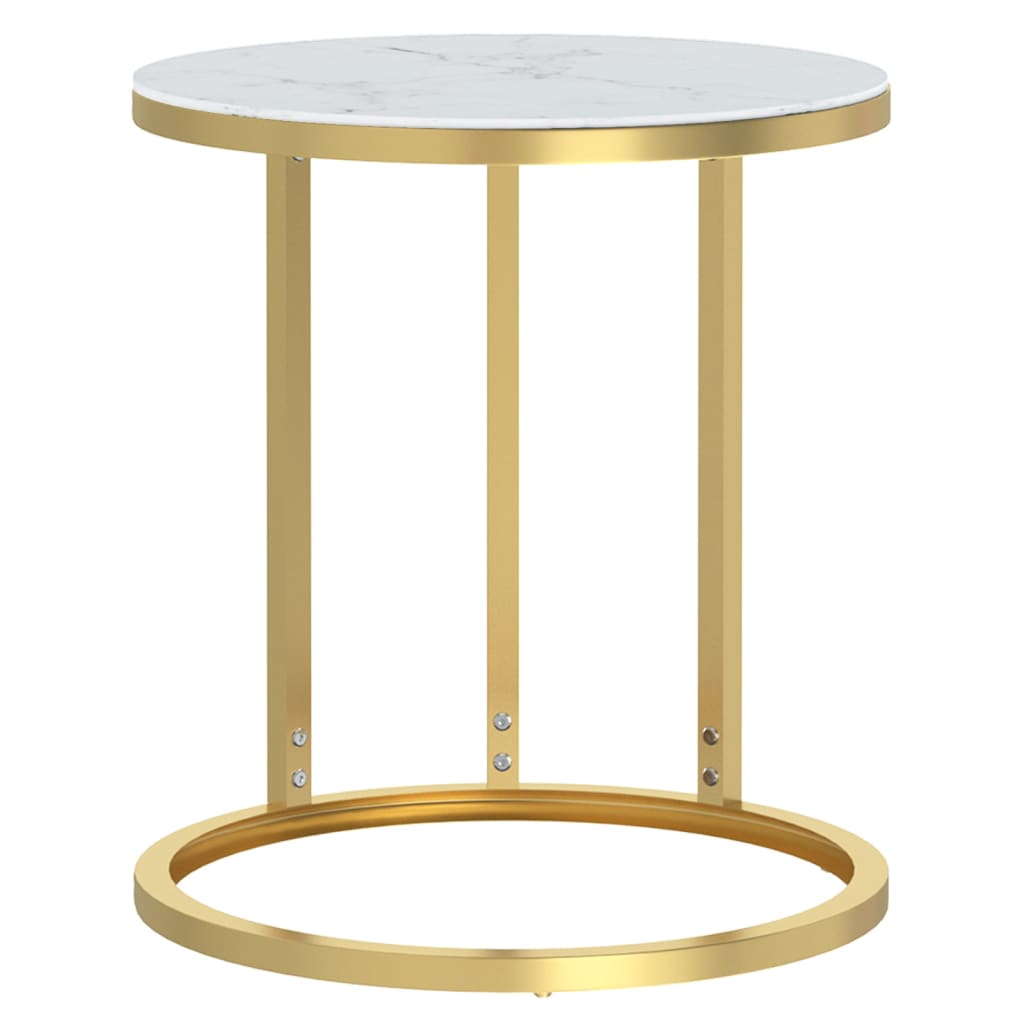 vidaXL Side Table Accent Round Coffee Table Furniture Marble Tempered Glass-3
