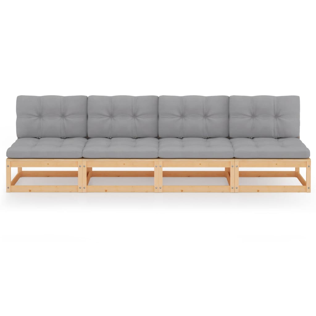 vidaXL 4-Seater Patio Sofa with Cushions Solid Wood Pine-7