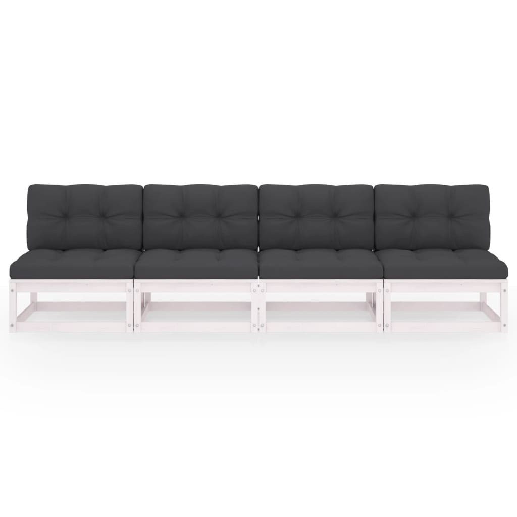 vidaXL 4-Seater Patio Sofa with Cushions Solid Wood Pine-0